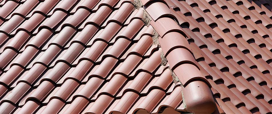 Close up of tile roofing installed by Northgate roof company.